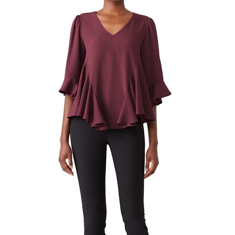 Drew Dillone Pullover Top Burgundy L23